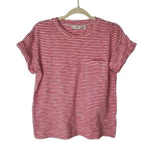 Vineyard Vines Top Womens Small Red White Striped Cap Sleeve Pocket Nautical‎